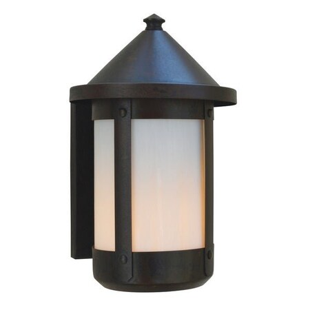 Arroyo Craftsman 8" Berkeley Wall Sconce With Roof, Slate, Off White Glass BS-8ROF-S